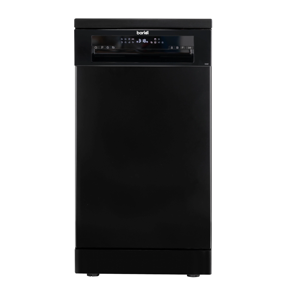 Baridi DH267 Slimline Freestanding Dishwasher 45cm, 10 Place Settings, 8 Programmes, Black