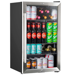 Baridi DH31 Under Counter Drinks, Beer and Wine Cooler Fridge with LED Light, 85 Litre Capacity, Stainless Steel