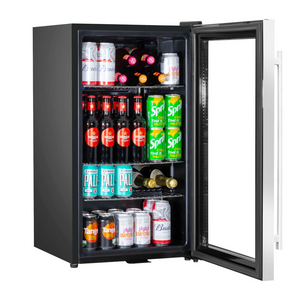 Baridi DH31 Under Counter Drinks, Beer and Wine Cooler Fridge with LED Light, 85 Litre Capacity, Stainless Steel