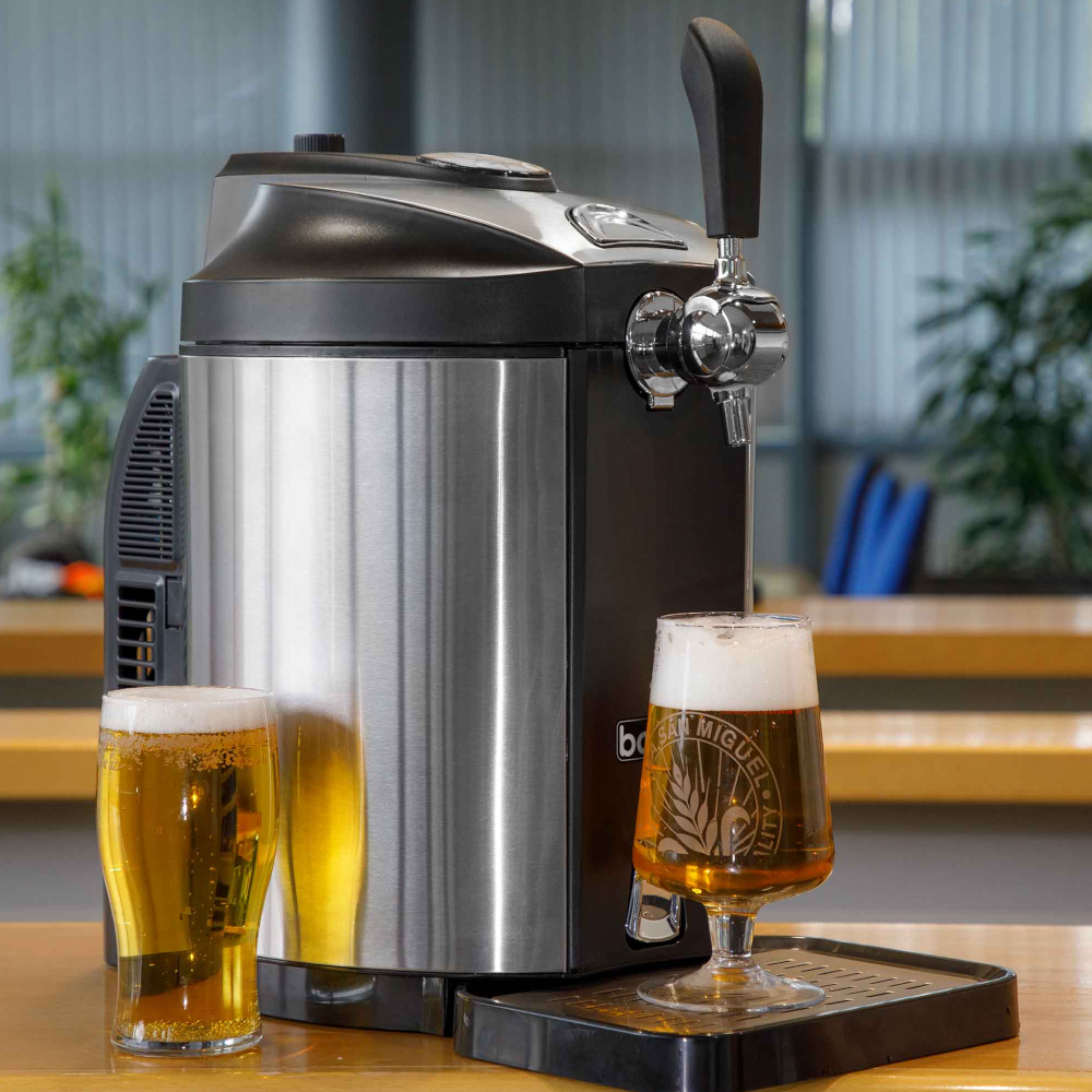 Baridi DH49 5 Litre Mini Keg Draft Beer Home Bar Dispenser with Intergrated Cooling Stainless Steel Black