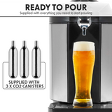 Baridi 5L Mini Keg Draft Beer Dispenser with Integrated Cooling - A