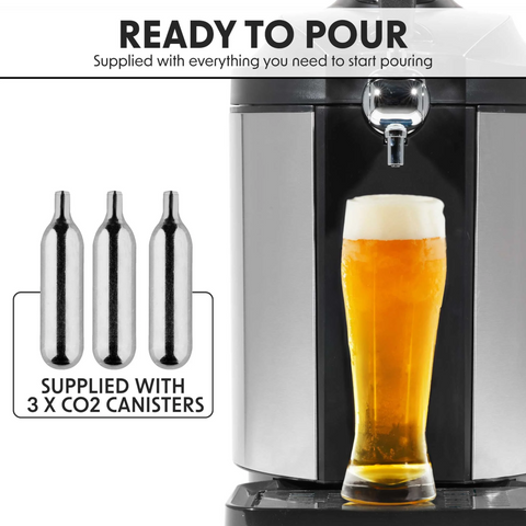 Baridi 5L Mini Keg Draft Beer Dispenser with Integrated Cooling - A
