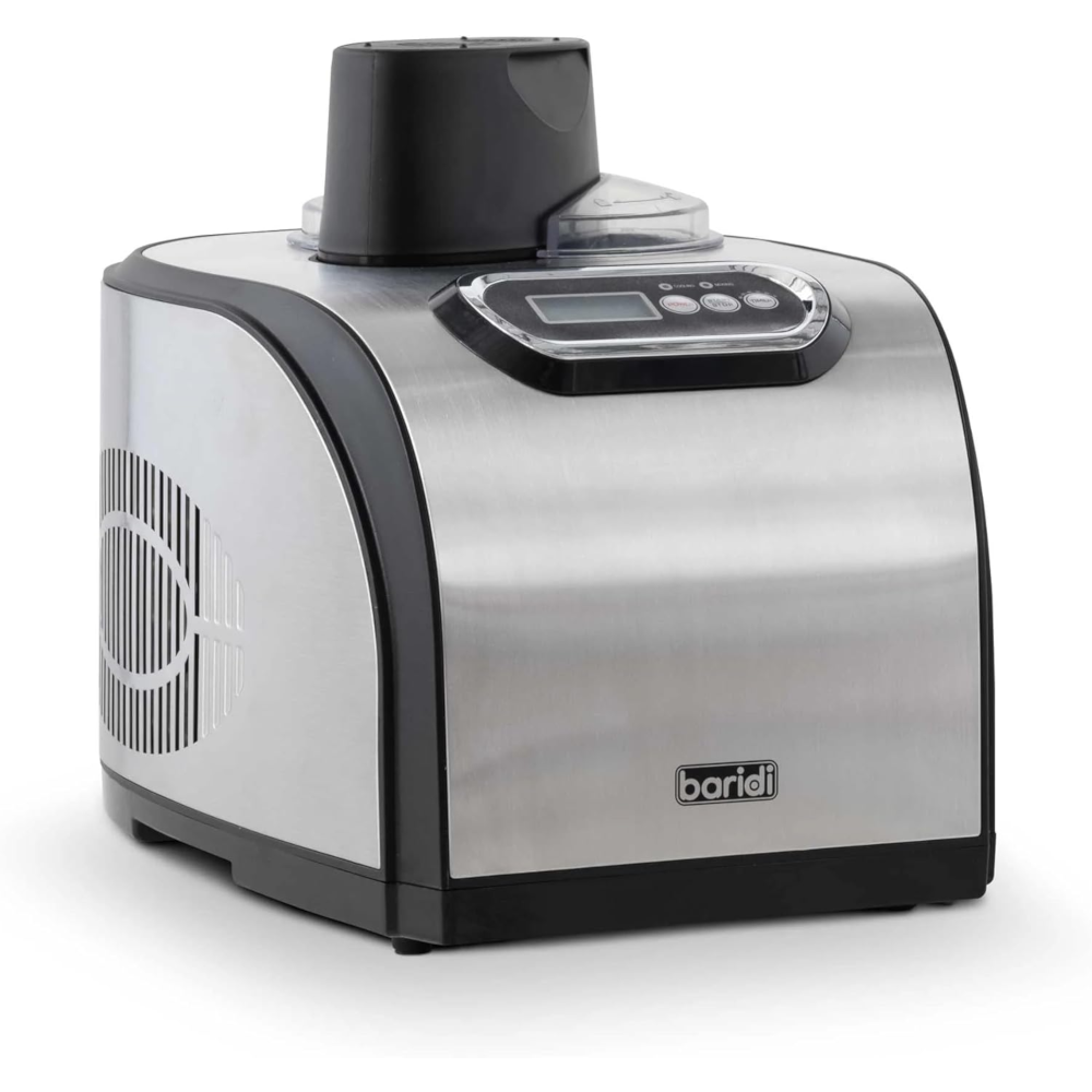 Baridi DH50 Ice Cream, Gelato &amp; Sorbet Maker Machine with Fast Freeze Compressor Cooling, 1.5 Litre Capacity, Stainless Steel