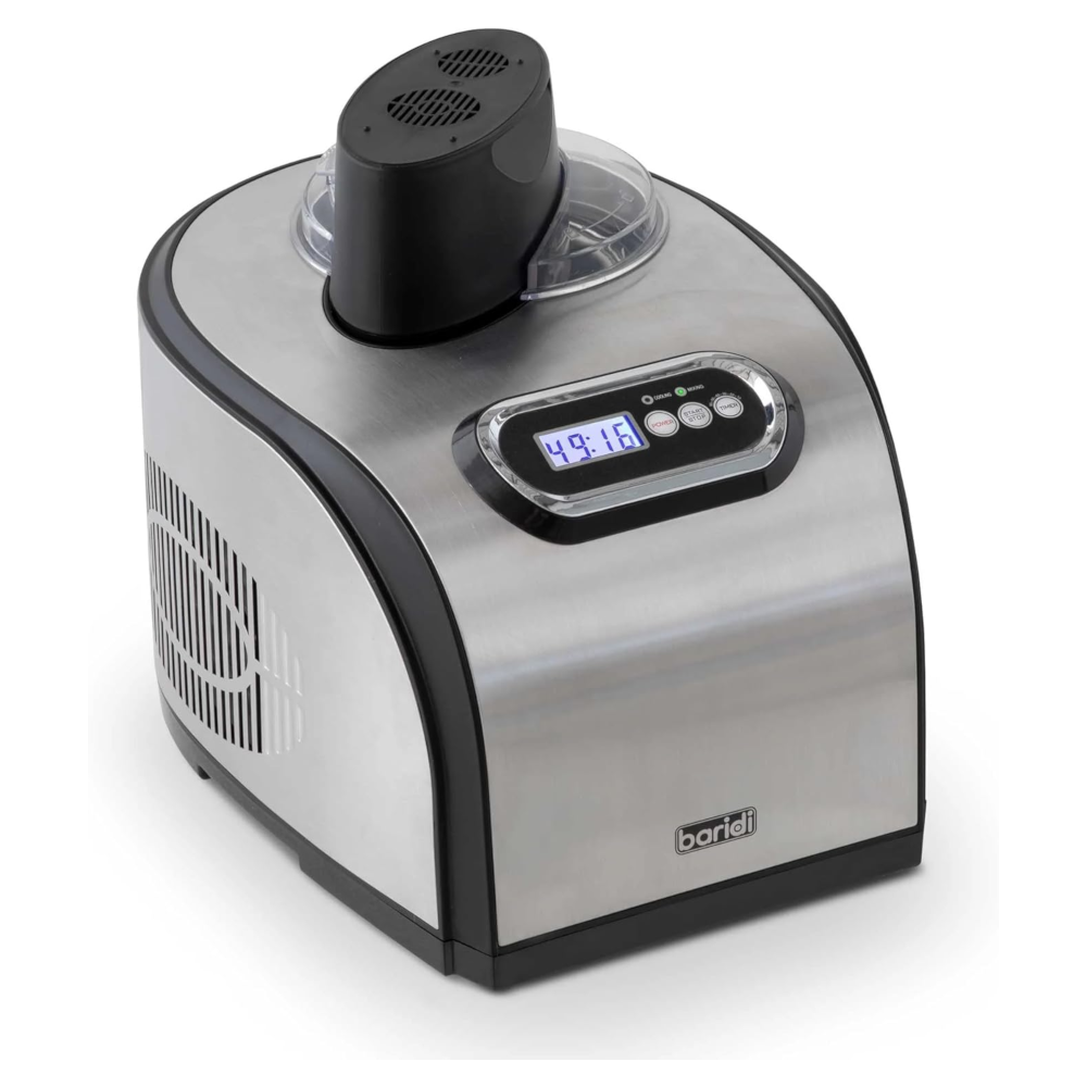 Baridi DH50 Ice Cream, Gelato &amp; Sorbet Maker Machine with Fast Freeze Compressor Cooling, 1.5 Litre Capacity, Stainless Steel
