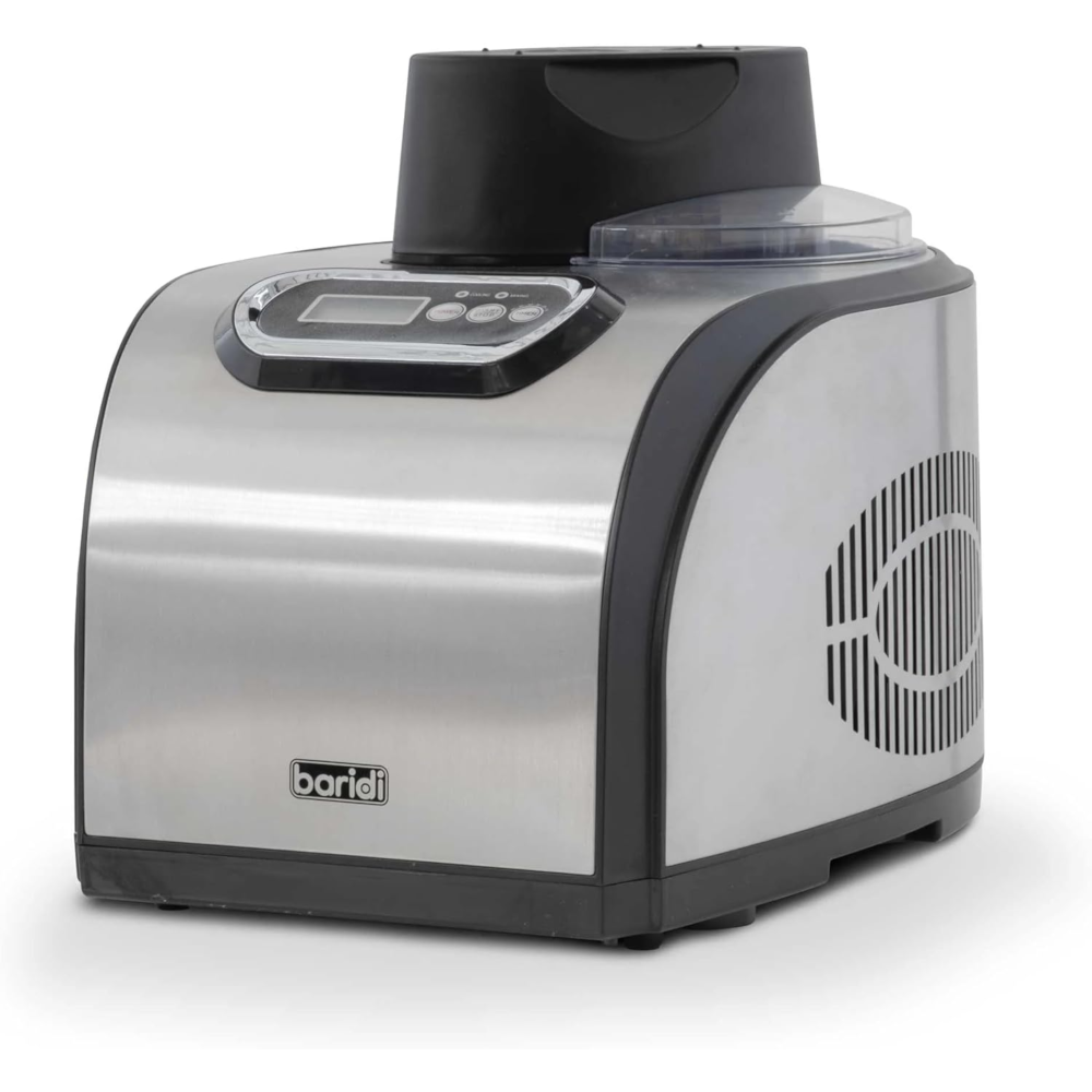 Baridi DH50 Ice Cream, Gelato &amp; Sorbet Maker Machine with Fast Freeze Compressor Cooling, 1.5 Litre Capacity, Stainless Steel