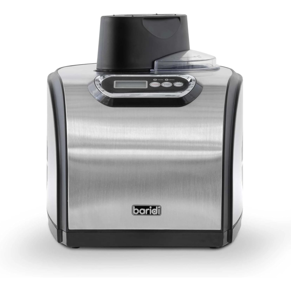 Baridi DH50 Ice Cream, Gelato &amp; Sorbet Maker Machine with Fast Freeze Compressor Cooling, 1.5 Litre Capacity, Stainless Steel