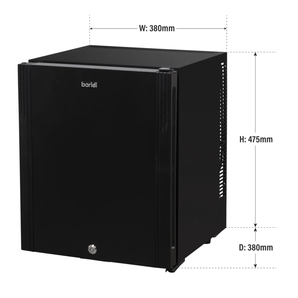 Baridi DH57 Freestanding Ultra Quiet Drinks, Beer and Wine Mini Cooler Fridge with LED Light, 25 Litre Capacity, Black