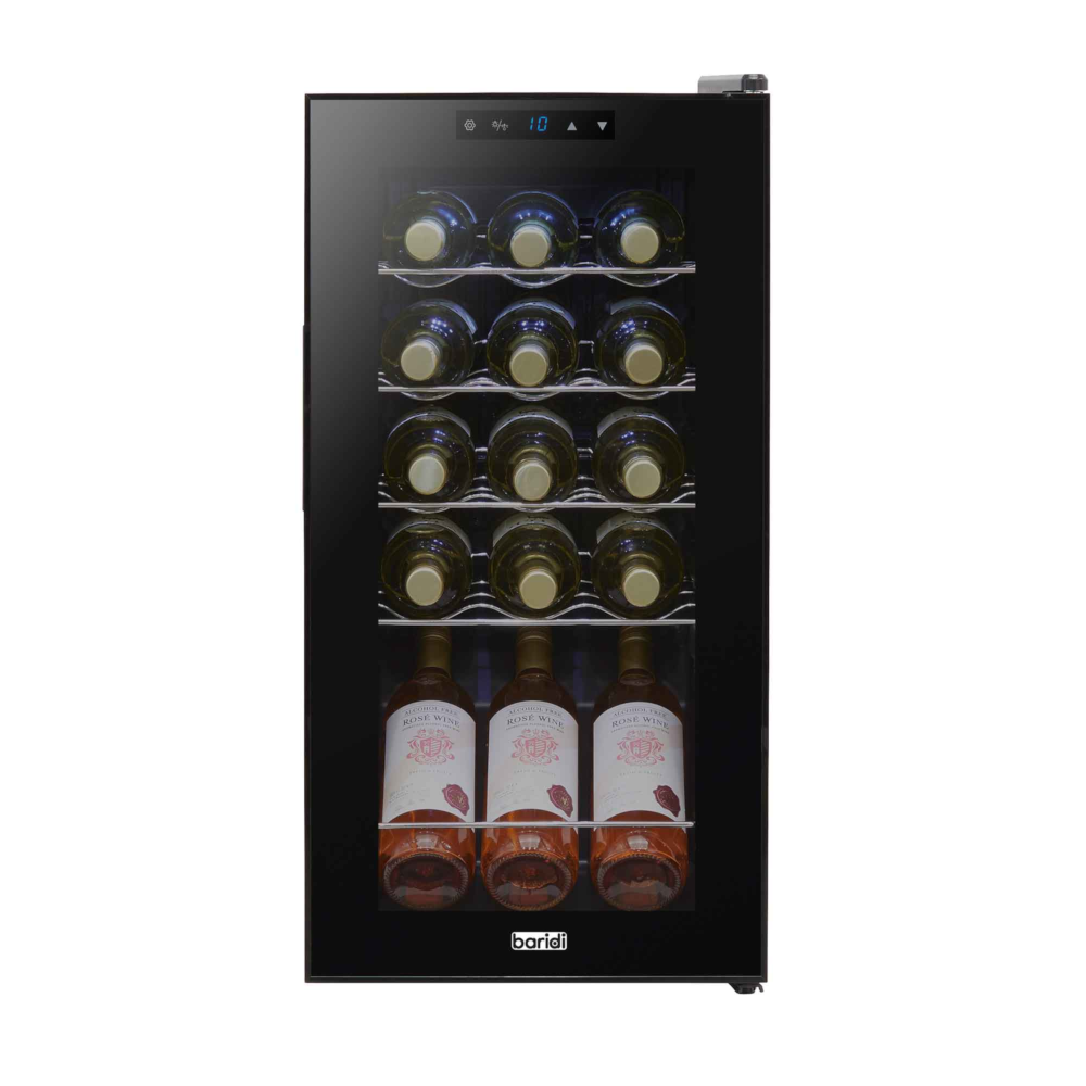 Baridi DH5 Wine Cooler Fridge with Digital Touchscreen Controls, LED Light, 15 Bottle Capacity, Black