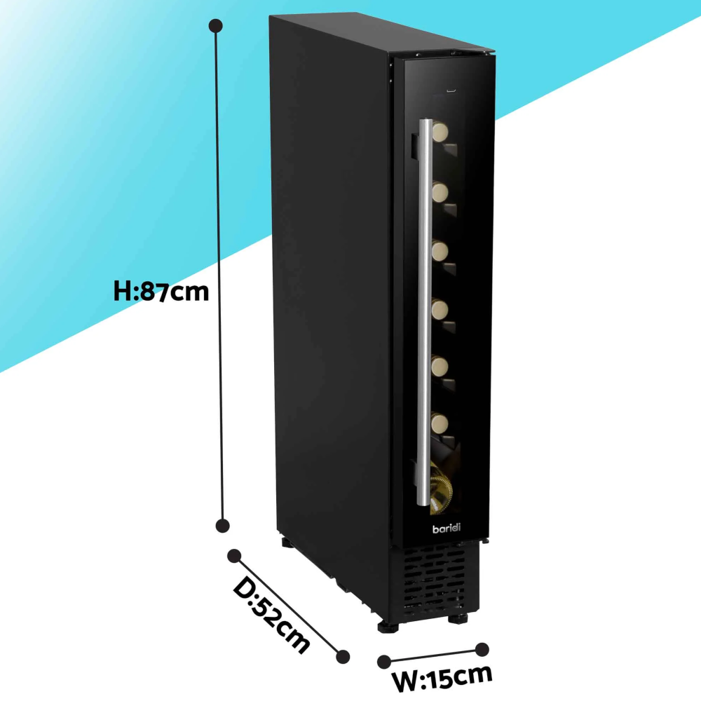 Baridi DH76 DH77 Slim Wine Cooler Fridge with Digital Touchscreen Controls, LED Light, 7 Bottle Capacity