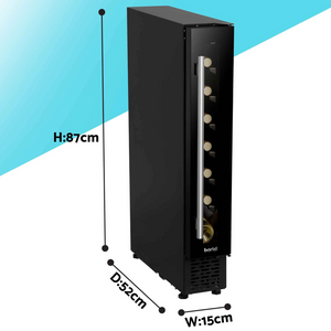 Baridi DH76 DH77 Slim Wine Cooler Fridge with Digital Touchscreen Controls, LED Light, 7 Bottle Capacity
