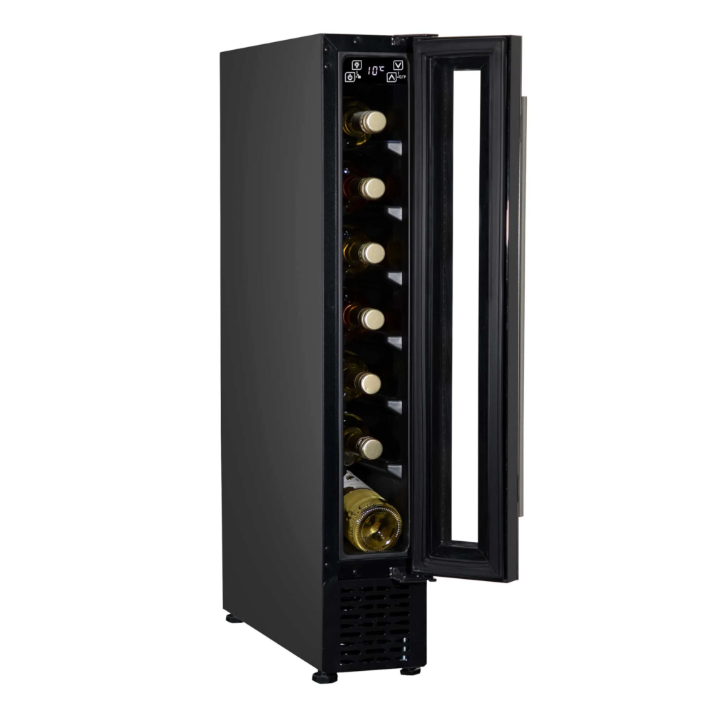 Baridi DH76 Slim Wine Cooler Fridge with Digital Touchscreen Controls, LED Light, 7 Bottle Capacity, Black