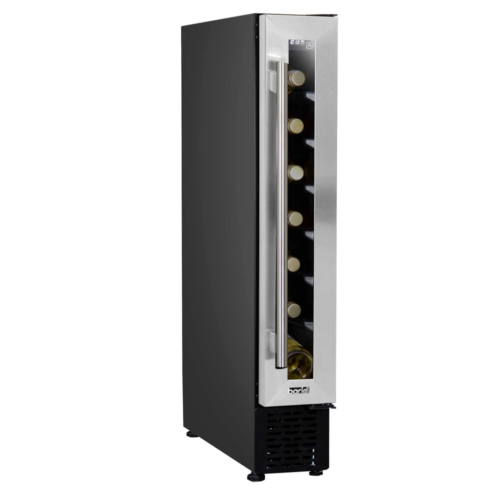 Baridi DH77 Slim Wine Cooler Fridge with Digital Touchscreen Controls and LED Light, 7 Bottle Capacity, Stainless Steel