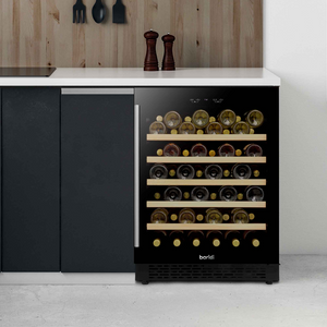 Baridi DH78 Wine Cooler Fridge with Digital Touchscreen Controls and LED Light, 54 Bottle Capacity, Black