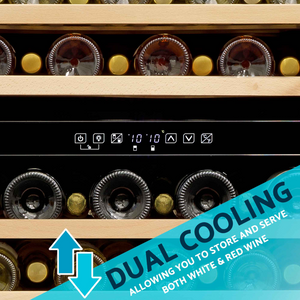 Baridi DH79 Dual Zone Wine Cooler Fridge with Digital Touchscreen Controls, LED Light, 46 Bottle Capacity, Black
