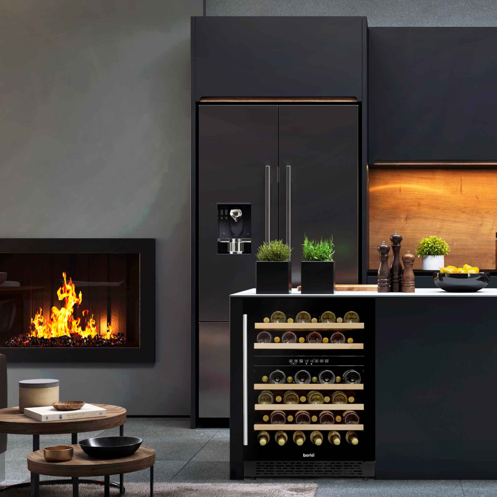 Baridi DH79 Dual Zone Wine Cooler Fridge with Digital Touchscreen Controls, LED Light, 46 Bottle Capacity, Black