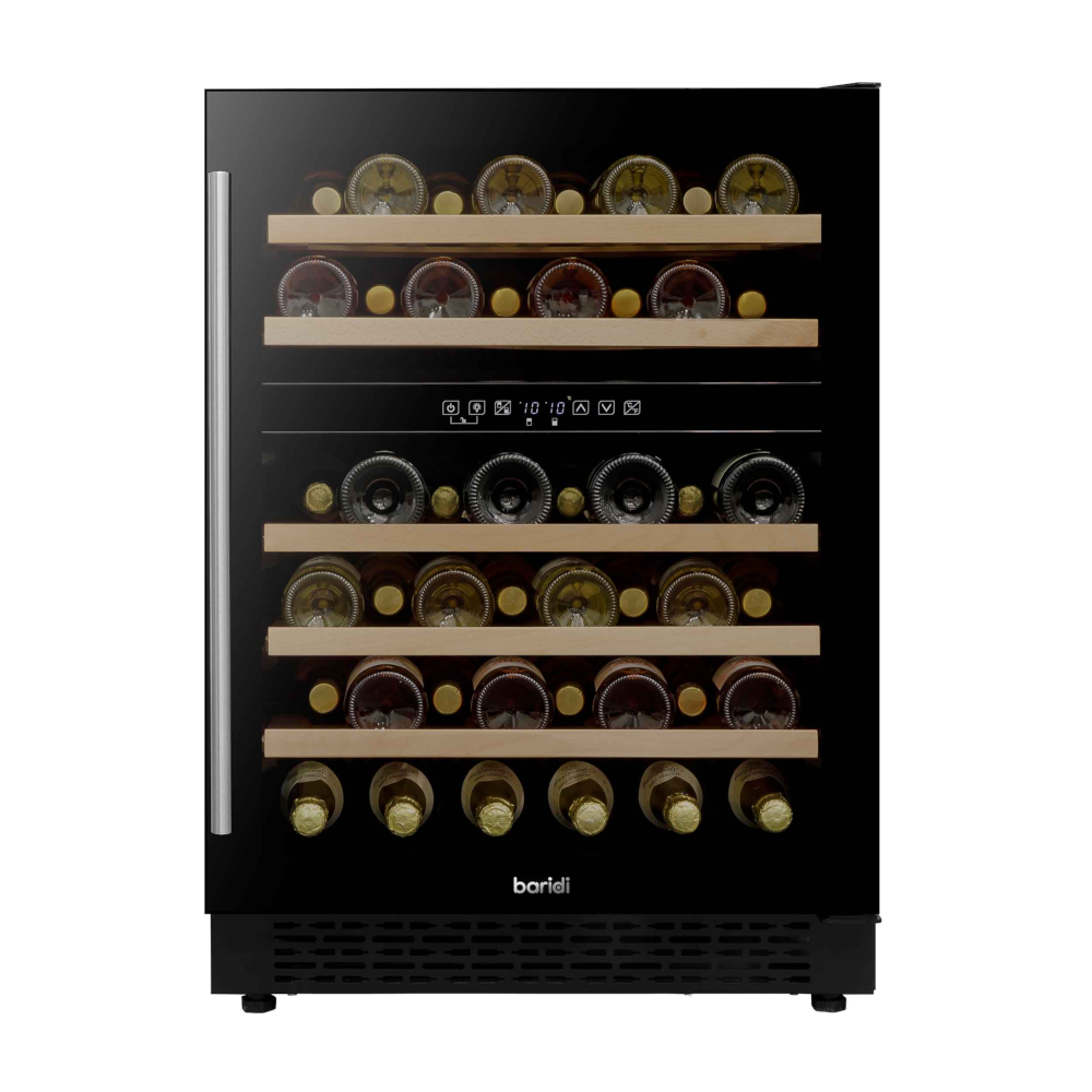 Baridi DH79 Dual Zone Wine Cooler Fridge with Digital Touchscreen Controls, LED Light, 46 Bottle Capacity, Black