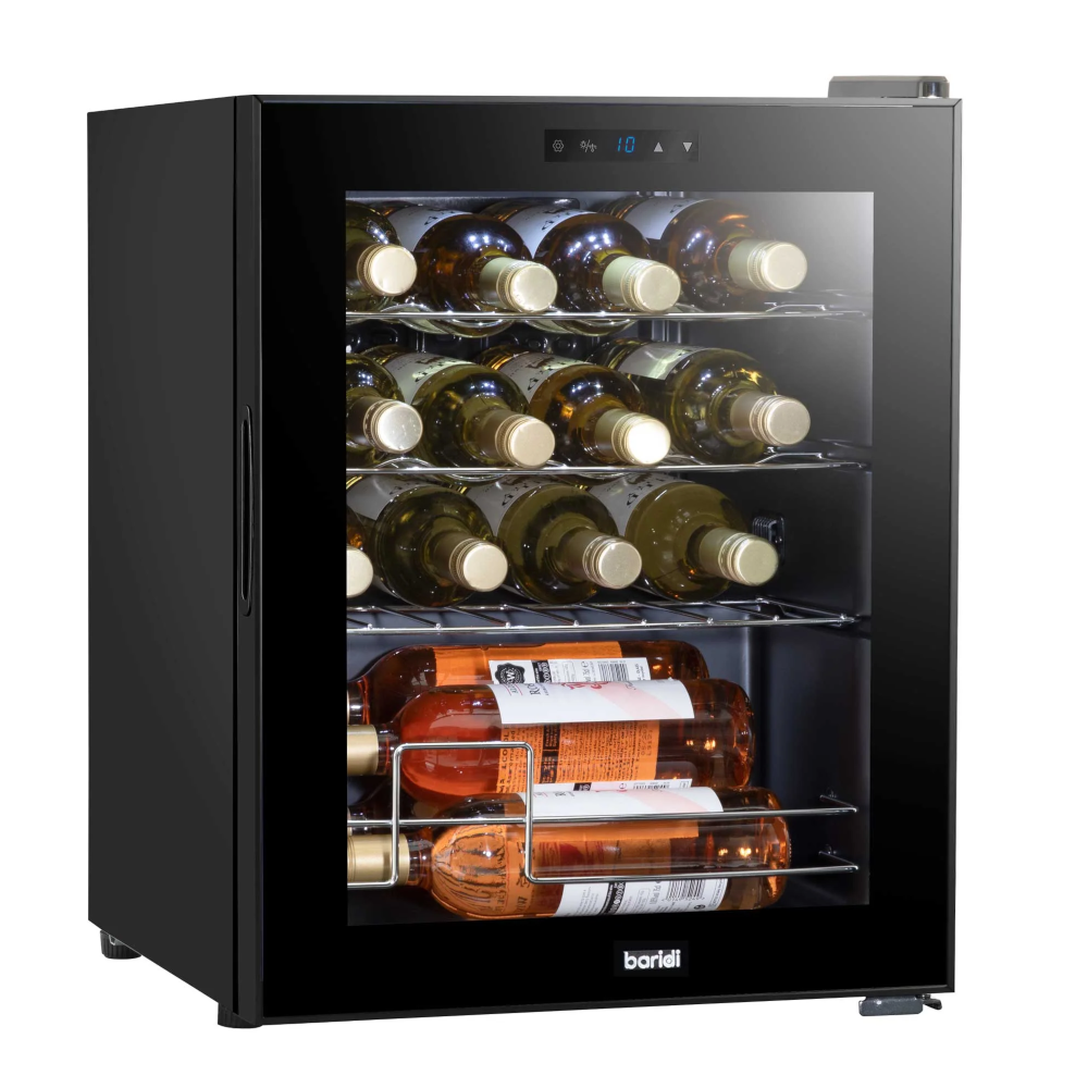 Baridi DH7 Wine Cooler Fridge with Digital Touchscreen Controls, LED Light, 16 Bottle Capacity, Black