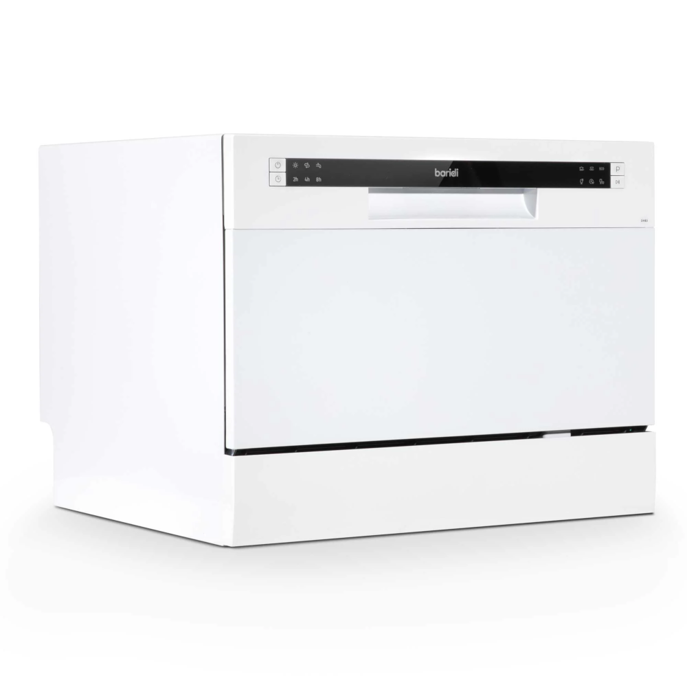 Baridi DH83 Compact Tabletop Counter Dishwasher, 6.5 Litre Capacity, 6 Place Settings, 6 Programmes, White