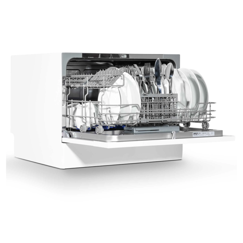 Baridi DH83 Compact Tabletop Counter Dishwasher, 6.5 Litre Capacity, 6 Place Settings, 6 Programmes, White