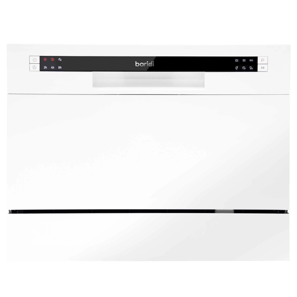 Baridi DH83 Compact Tabletop Counter Dishwasher, 6.5 Litre Capacity, 6 Place Settings, 6 Programmes, White