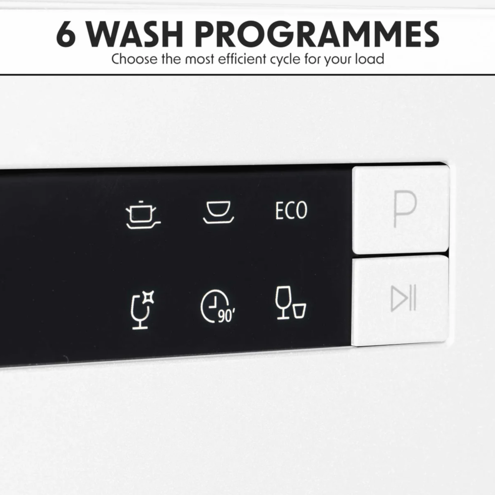 Baridi DH83 DH86 Compact Tabletop Counter Dishwasher, 6 Programmes, White
