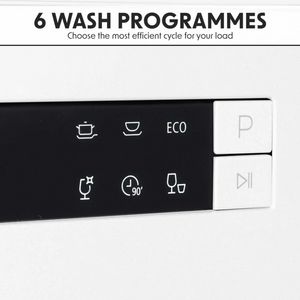 Baridi DH83 DH86 Compact Tabletop Counter Dishwasher, 6 Programmes, White