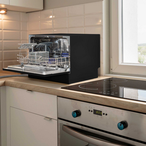 Baridi DH85 Compact Tabletop Counter Dishwasher, 6.5 Litre Capacity, 6 Place Settings, 6 Programmes, Black