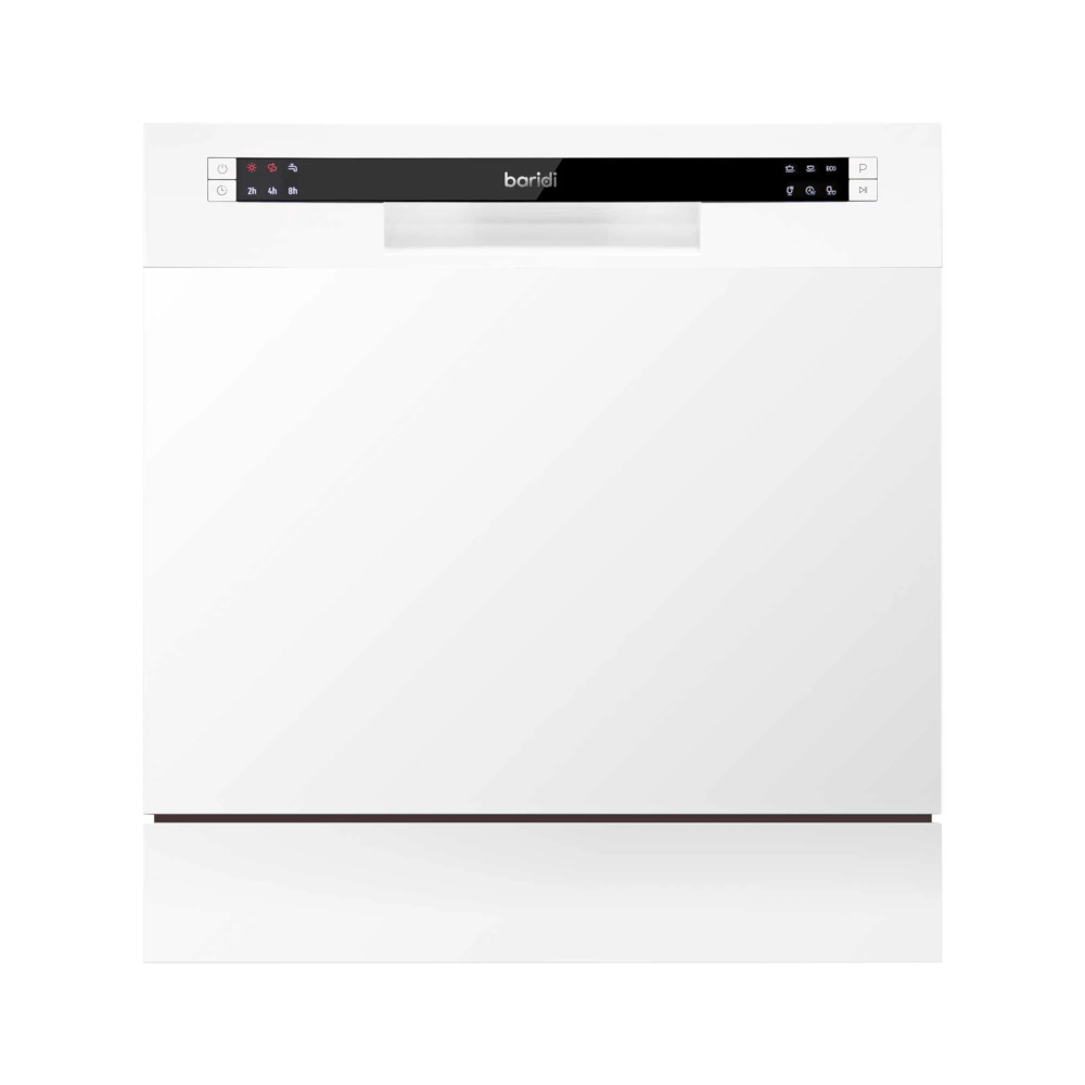 Baridi DH86 Compact Tabletop Counter Dishwasher, 8 Litre Capacity, 8 Place Settings, 6 Programmes, White