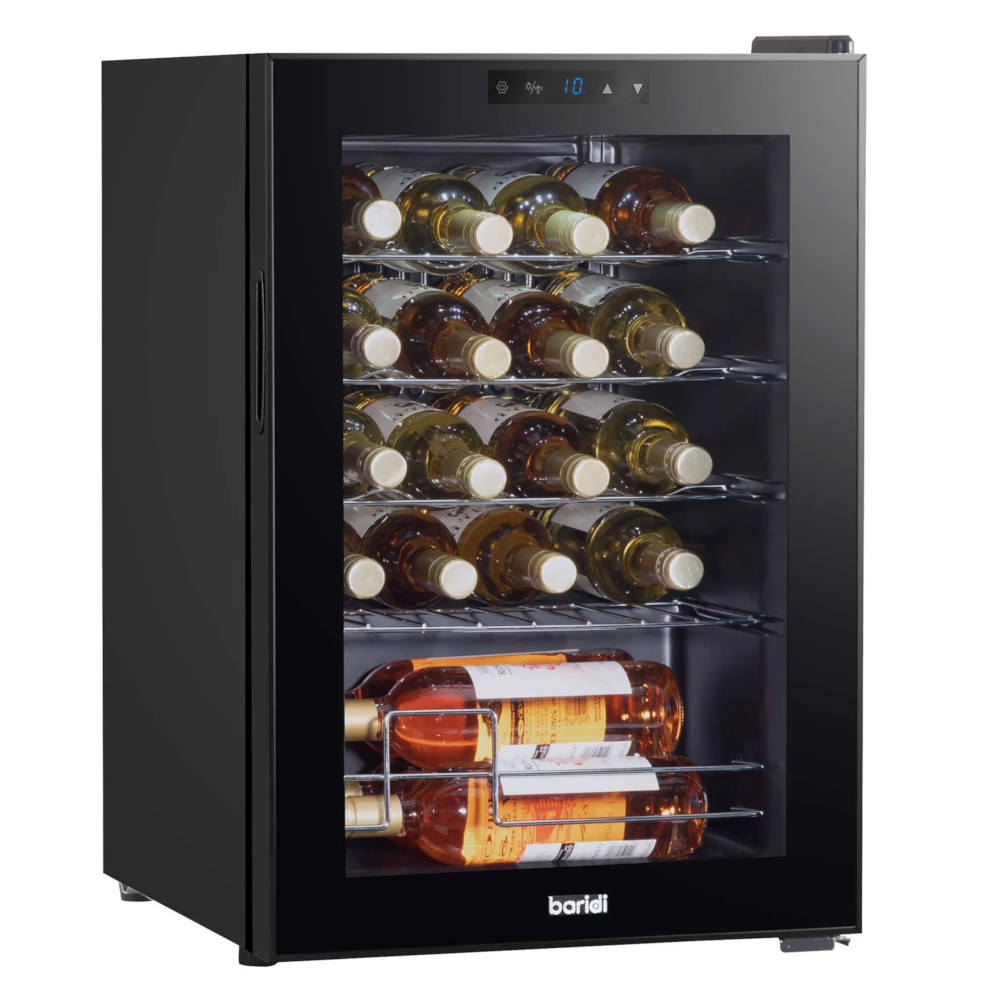 Baridi DH8 Wine Cooler Fridge with Digital Touchscreen Controls, LED Light, 20 Bottle Capacity, Black