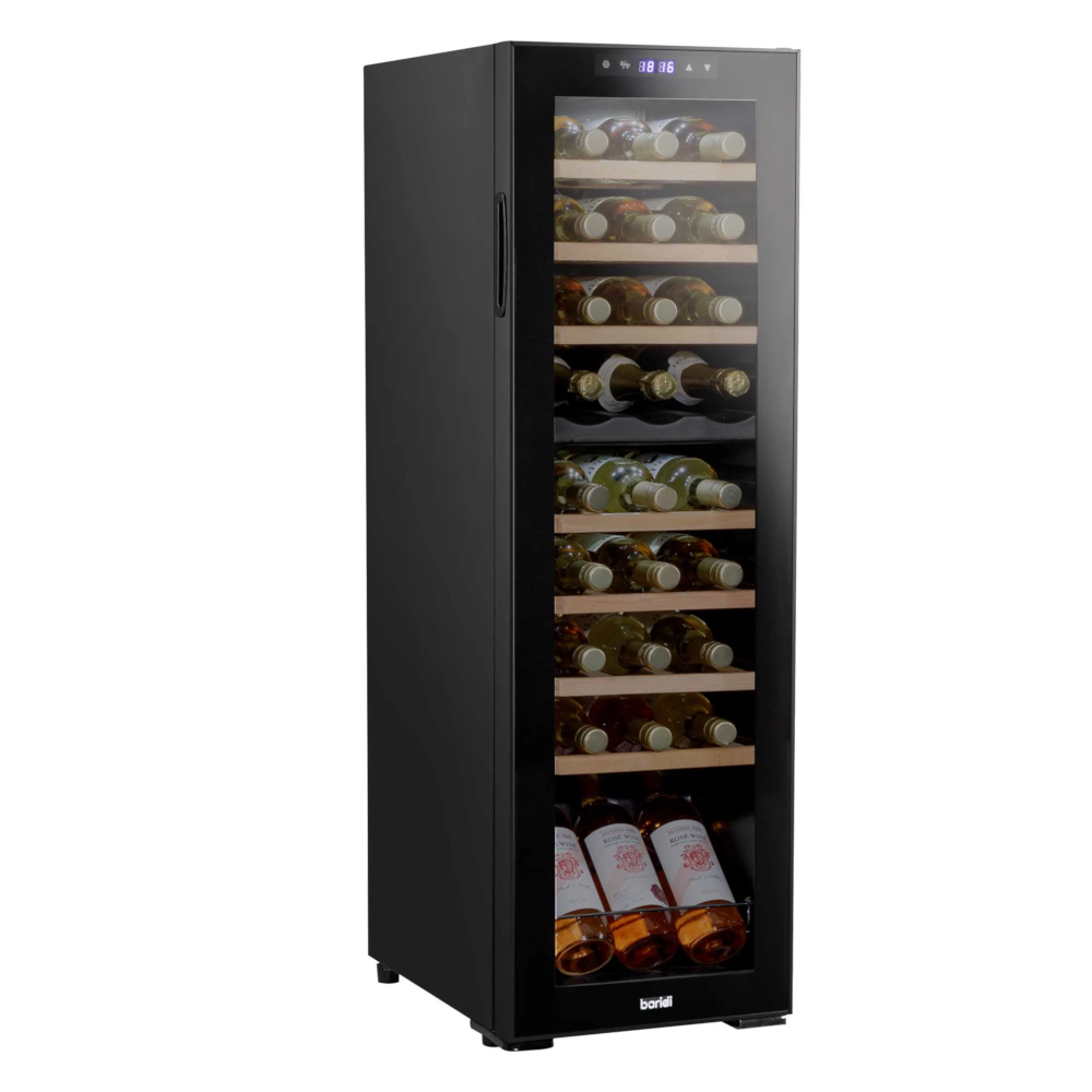 Baridi DH90 Dual Zone Wine Cooler Fridge with Digital Touchscreen Controls, LED Light, 27 Bottle Capacity, Black
