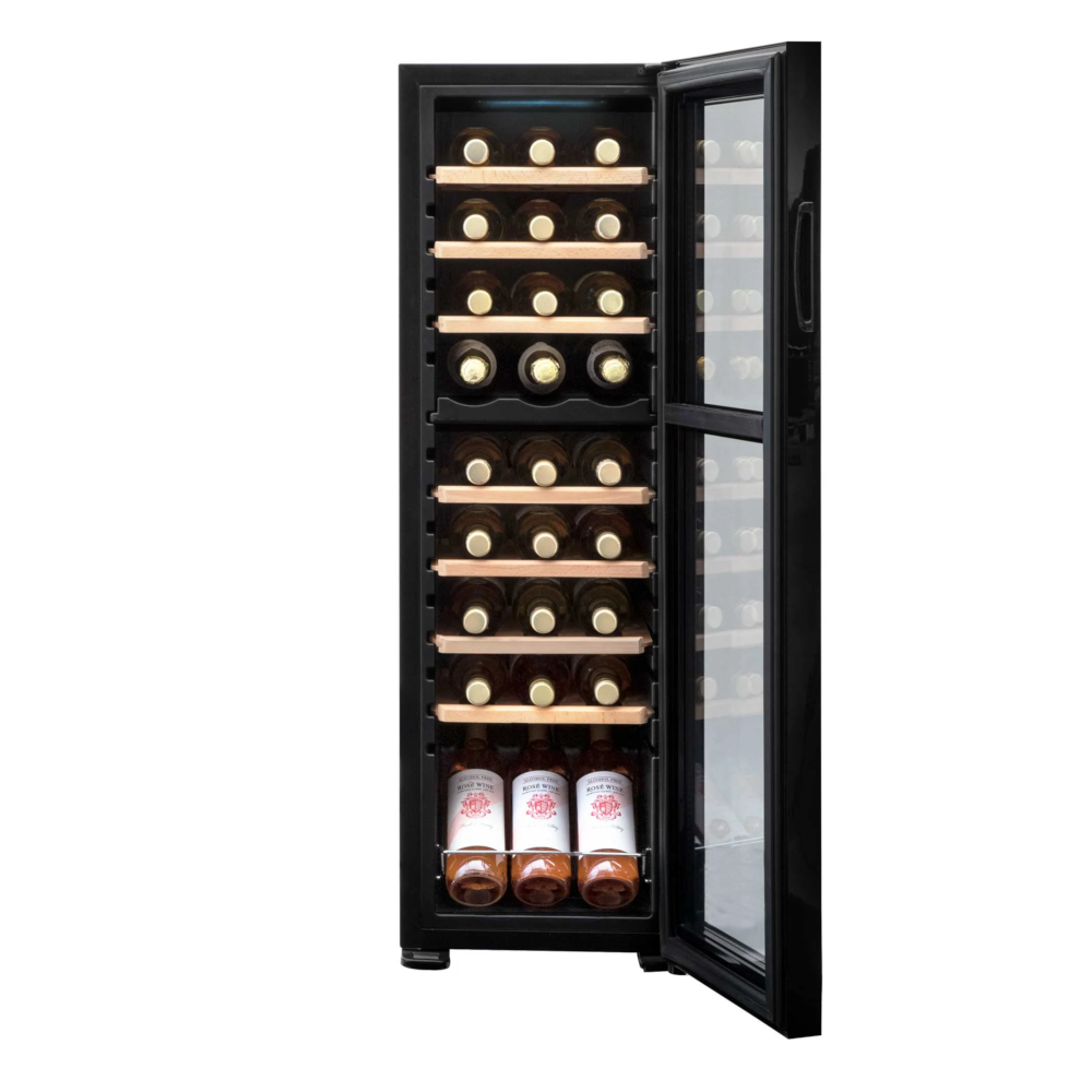 Baridi DH90 Dual Zone Wine Cooler Fridge with Digital Touchscreen Controls, LED Light, 27 Bottle Capacity, Black