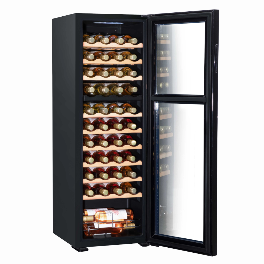 Baridi DH92 Dual Zone Wine Cooler Fridge with Digital Touchscreen Controls, LED Light, 44 Bottle Capacity, Black