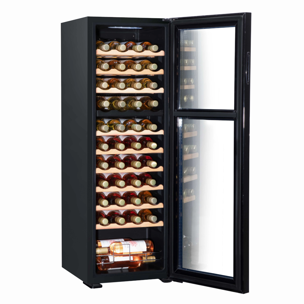 Dellonda DH93 55 Bottle Dual Zone Wine Cooler Fridge with Digital Touchscreen Controls and LED Light Black