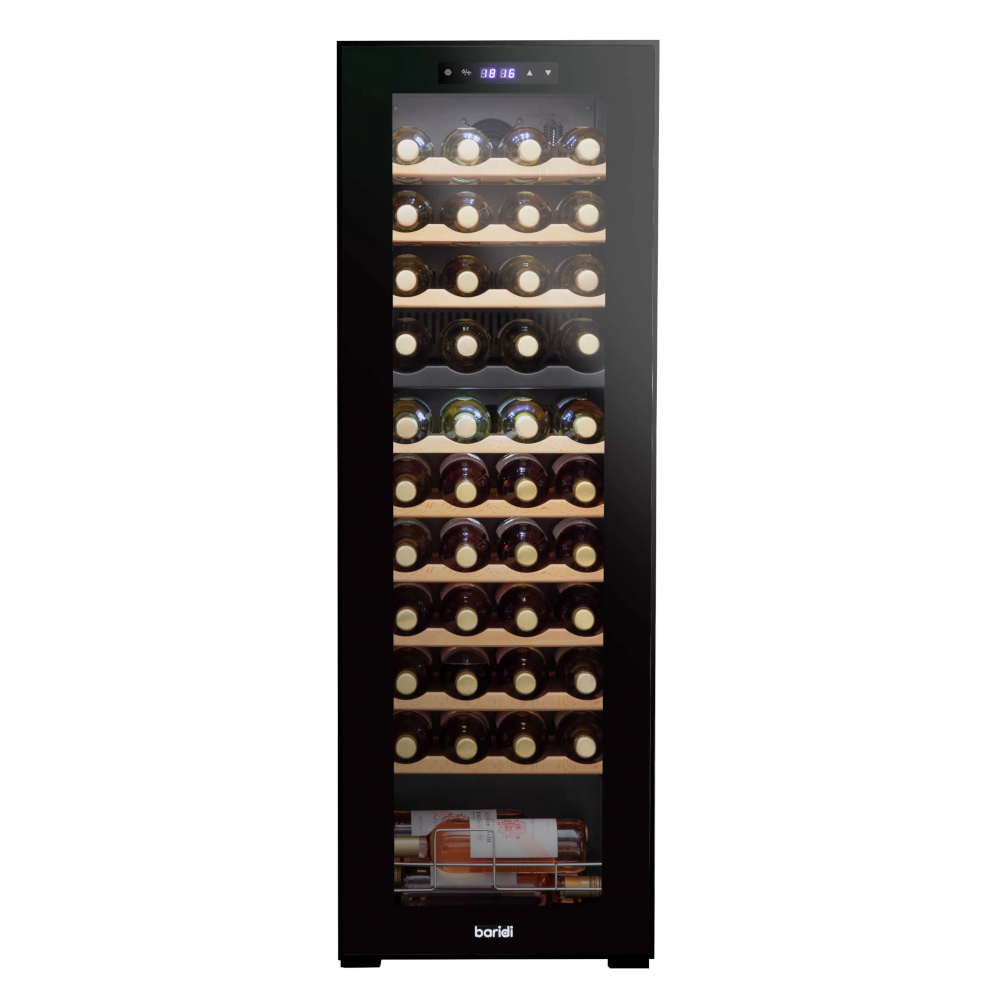 Dellonda DH93 55 Bottle Dual Zone Wine Cooler Fridge with Digital Touchscreen Controls and LED Light Black