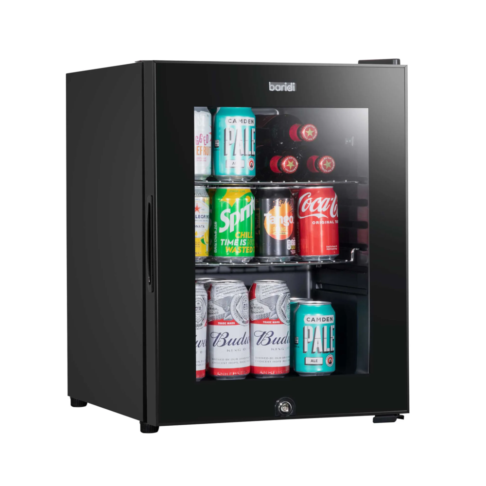 Baridi DH98 Freestanding Drinks, Beer and Wine Mini Cooler Fridge with LED Light, 40 Litre Capacity, Black