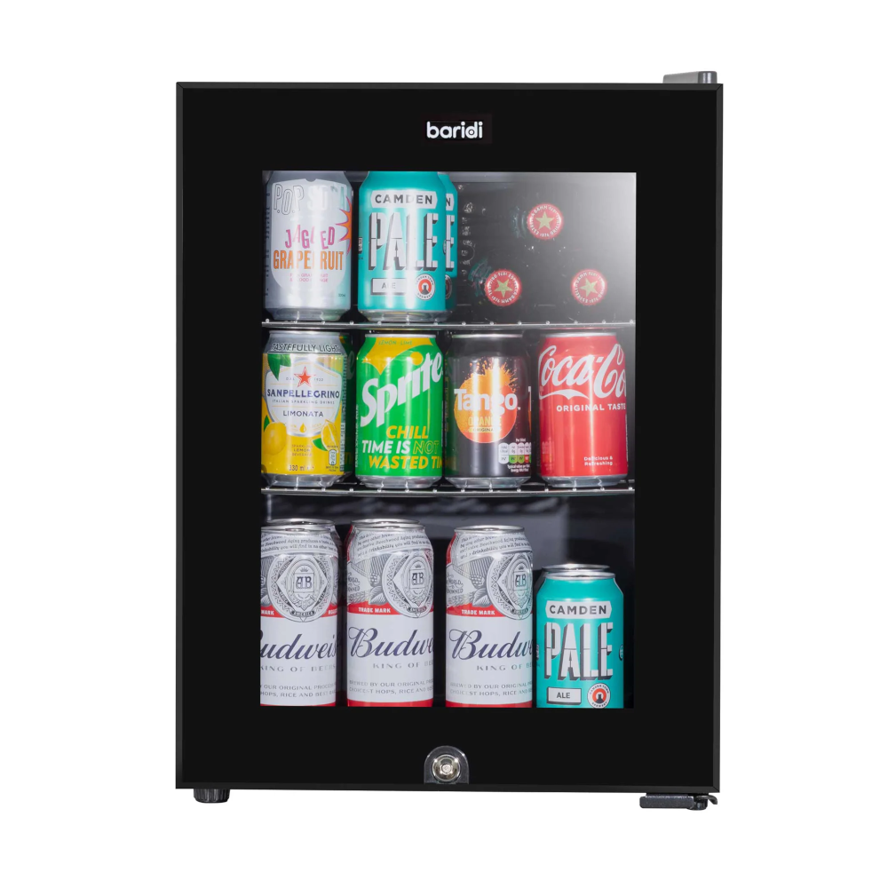 Baridi DH98 Freestanding Drinks, Beer and Wine Mini Cooler Fridge with LED Light, 40 Litre Capacity, Black