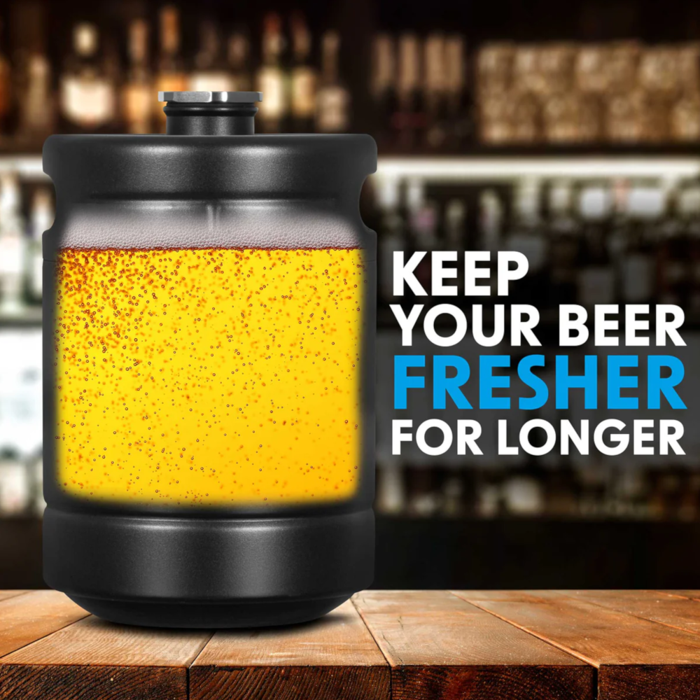 Baridi DH99 Stainless Steel Soft Drink Beer Storage Growler Keg, 2 Litre, Matte Black