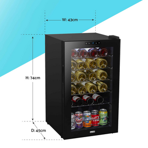 Baridi DH9 Wine Cooler Fridge with Digital Touchscreen Controls, LED Light, 24 Bottle Capacity, Black