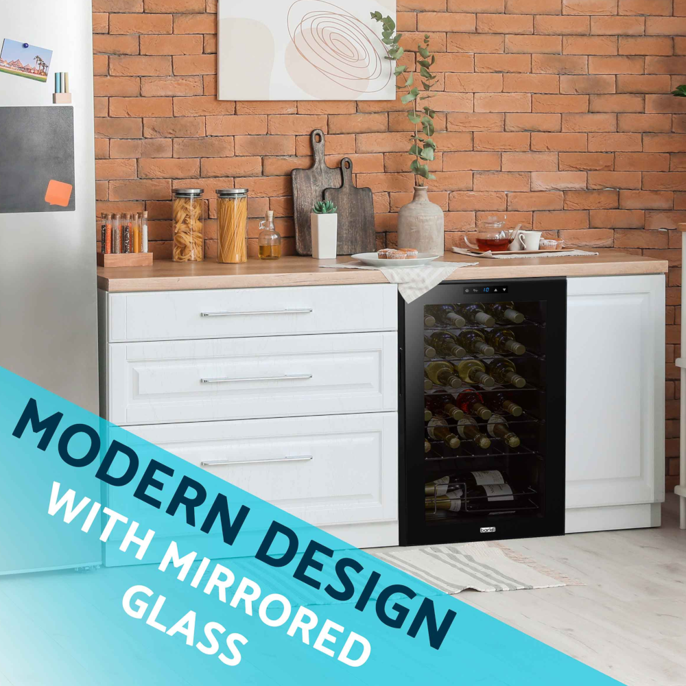 Baridi DH9 Wine Cooler Fridge with Digital Touchscreen Controls, LED Light, 24 Bottle Capacity, Black