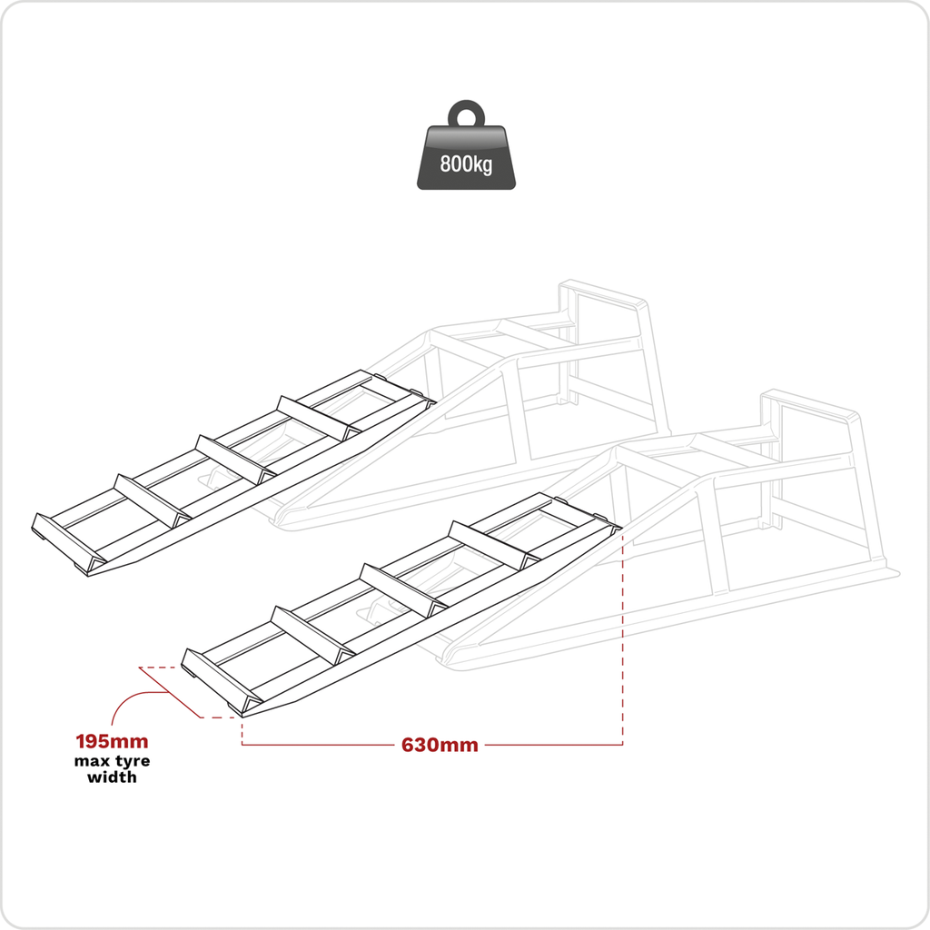 Car Ramp Extensions, 800kg per Pair (CAR2001)