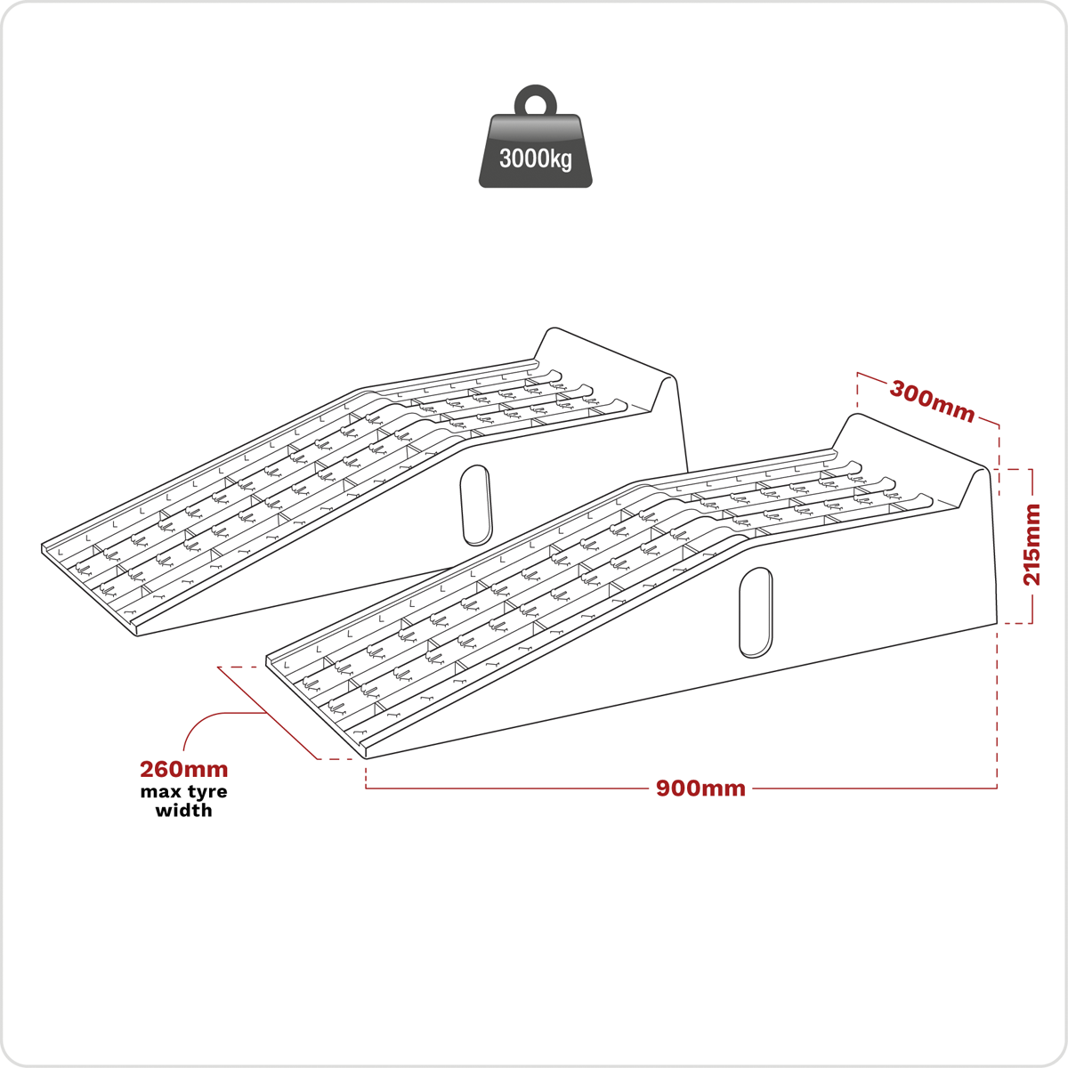 Car Ramps, 3 Tonne Capacity per Pair (CAR3000C)