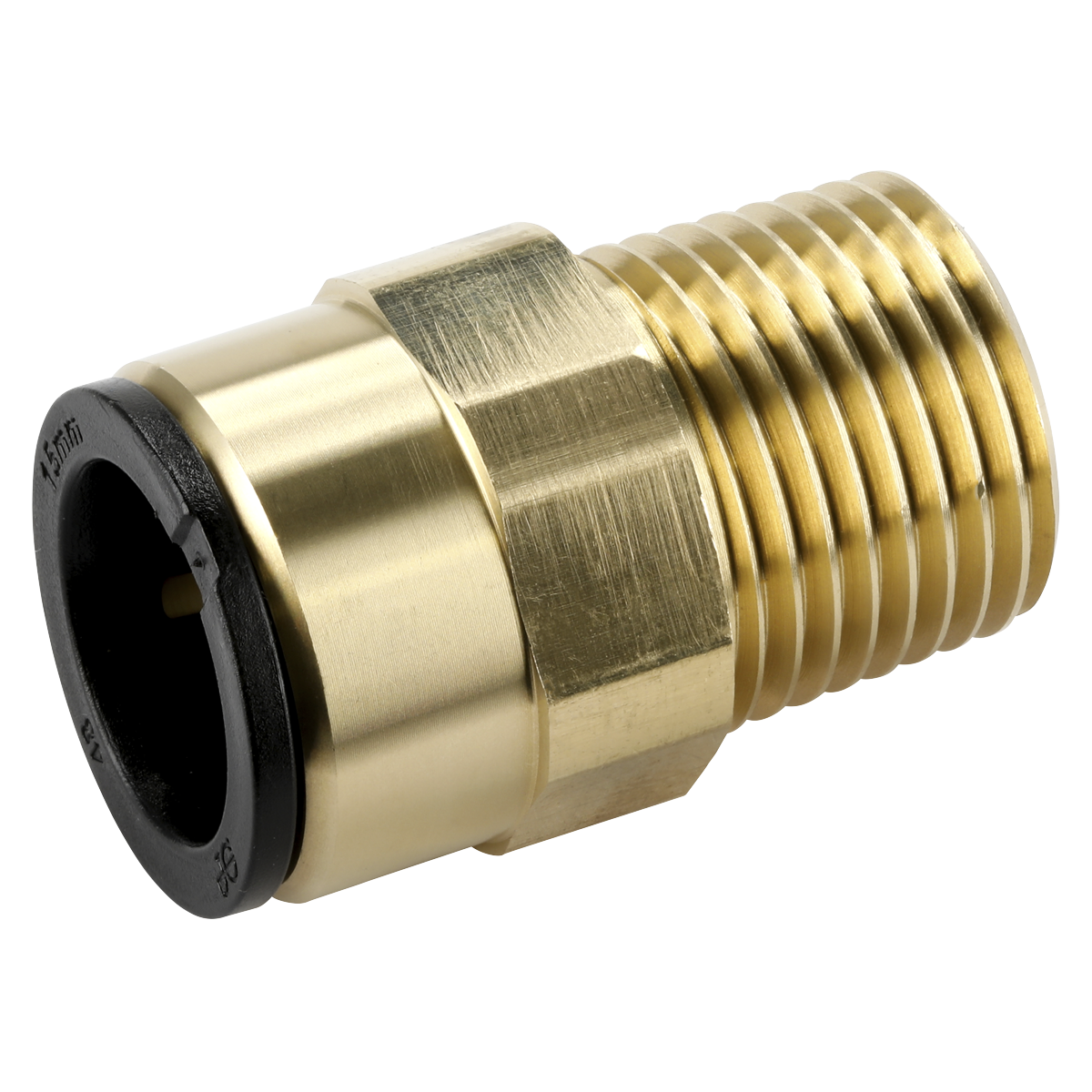 John Guest® Brass Straight Adaptor 15mm x 1/2"BSPT