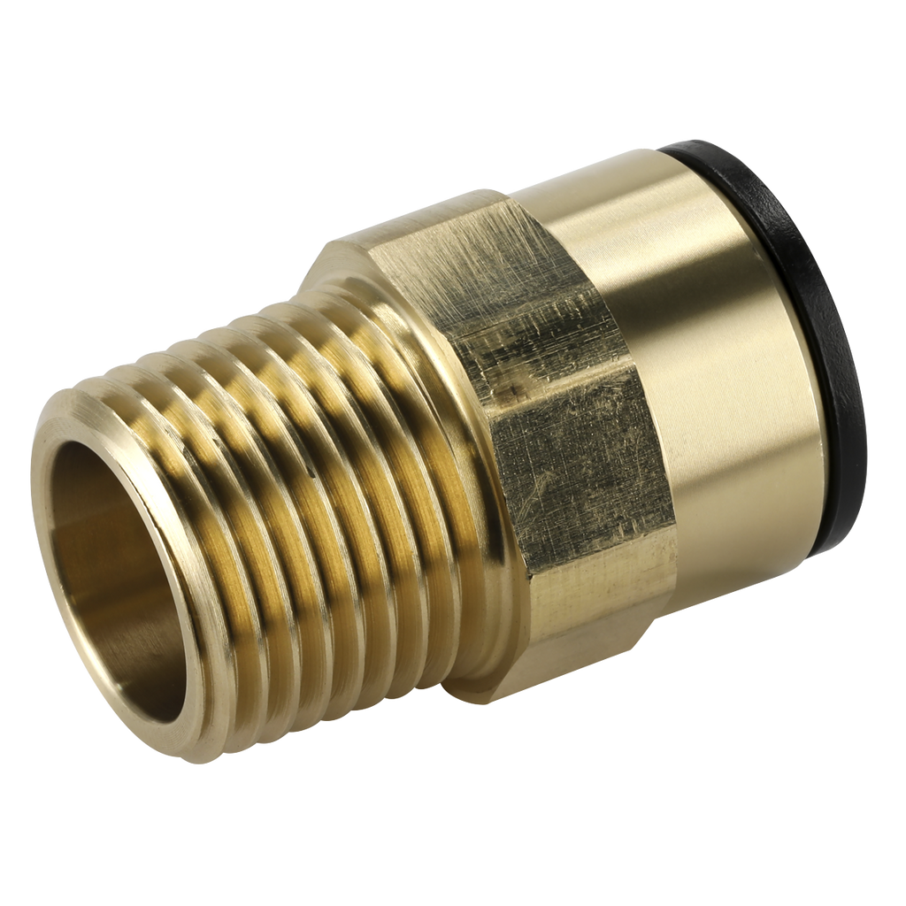 John Guest® Brass Straight Adaptor 15mm x 1/2"BSPT