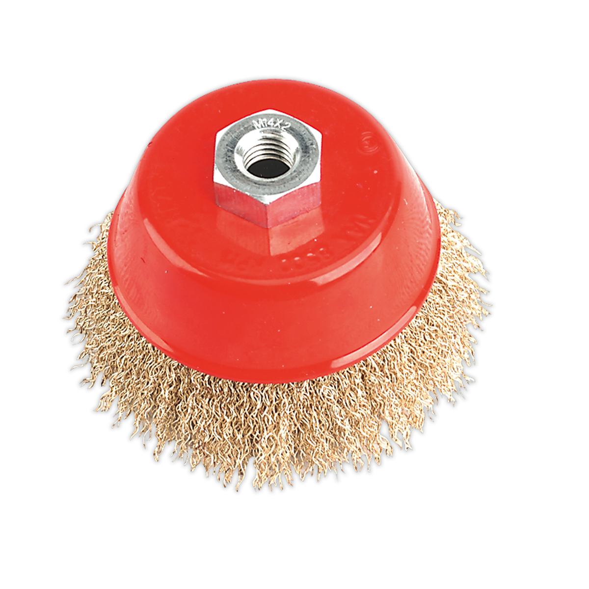 100mm Brassed Steel Crimped Wire Cup Brush M14 x 2mm