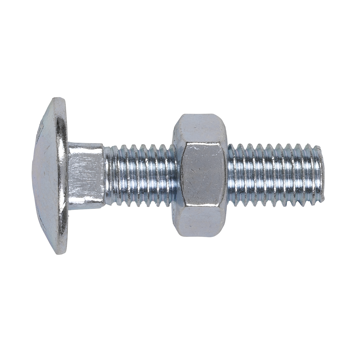 Zinc Plated Coach Bolt & Nut M10 x 40mm, DIN 603 - Pack of 50