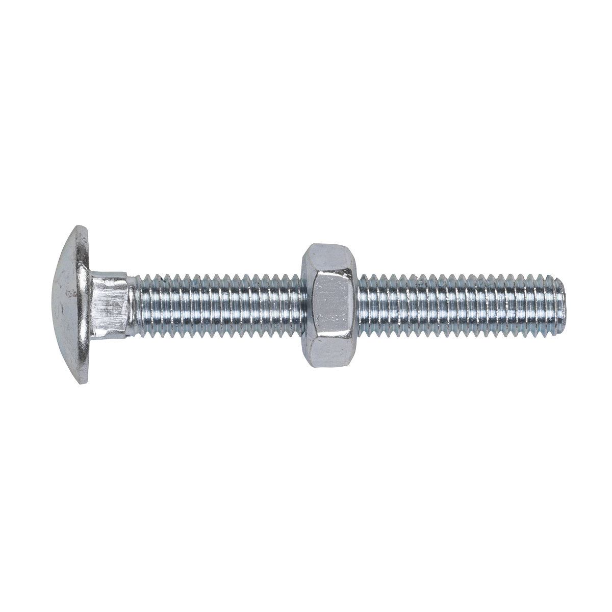 Zinc Plated Coach Bolt & Nut M10 x 75mm, DIN 603 - Pack of 5