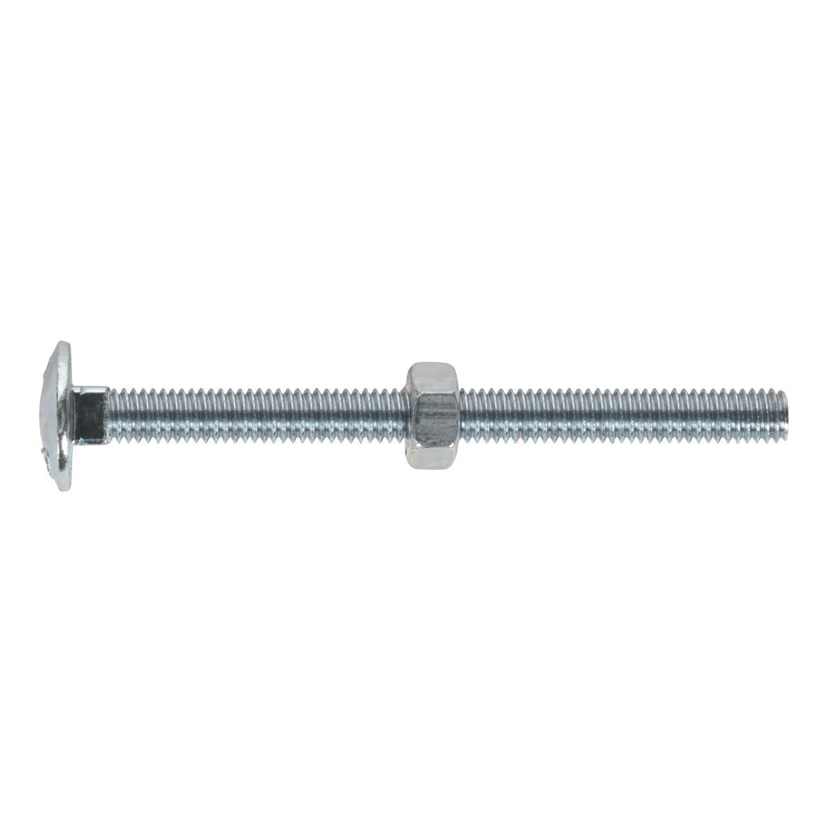 Zinc Plated Coach Bolt & Nut M6 x 75mm, DIN 603 - Pack of 10