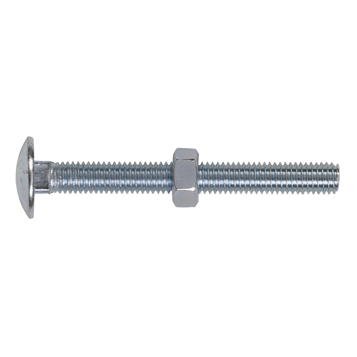 Zinc Plated Coach Bolt & Nut M8 x 75mm, DIN 603 - Pack of 50