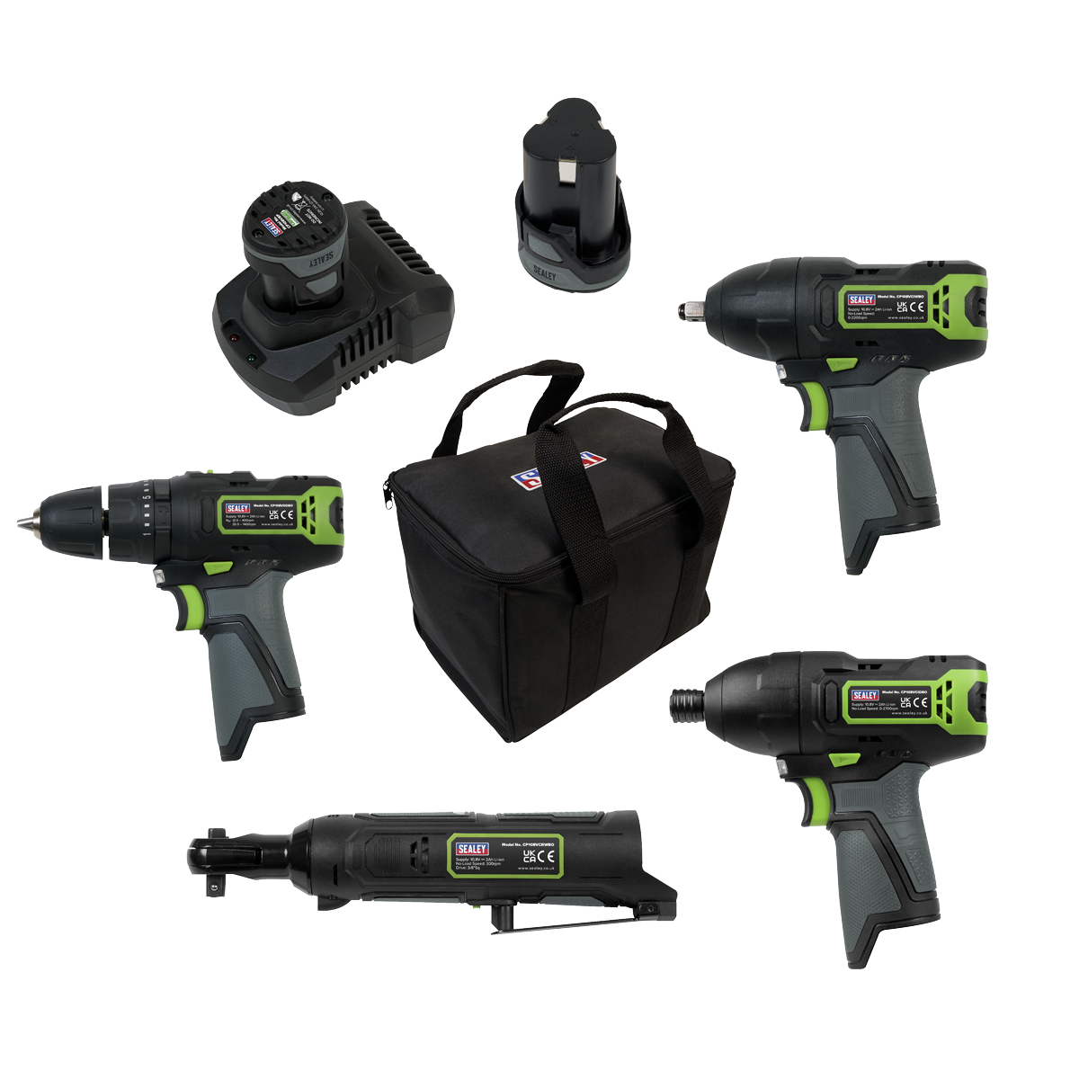 4 x SV10.8 Series Cordless Power Tool Kit 10.8V - 2 Batteries
