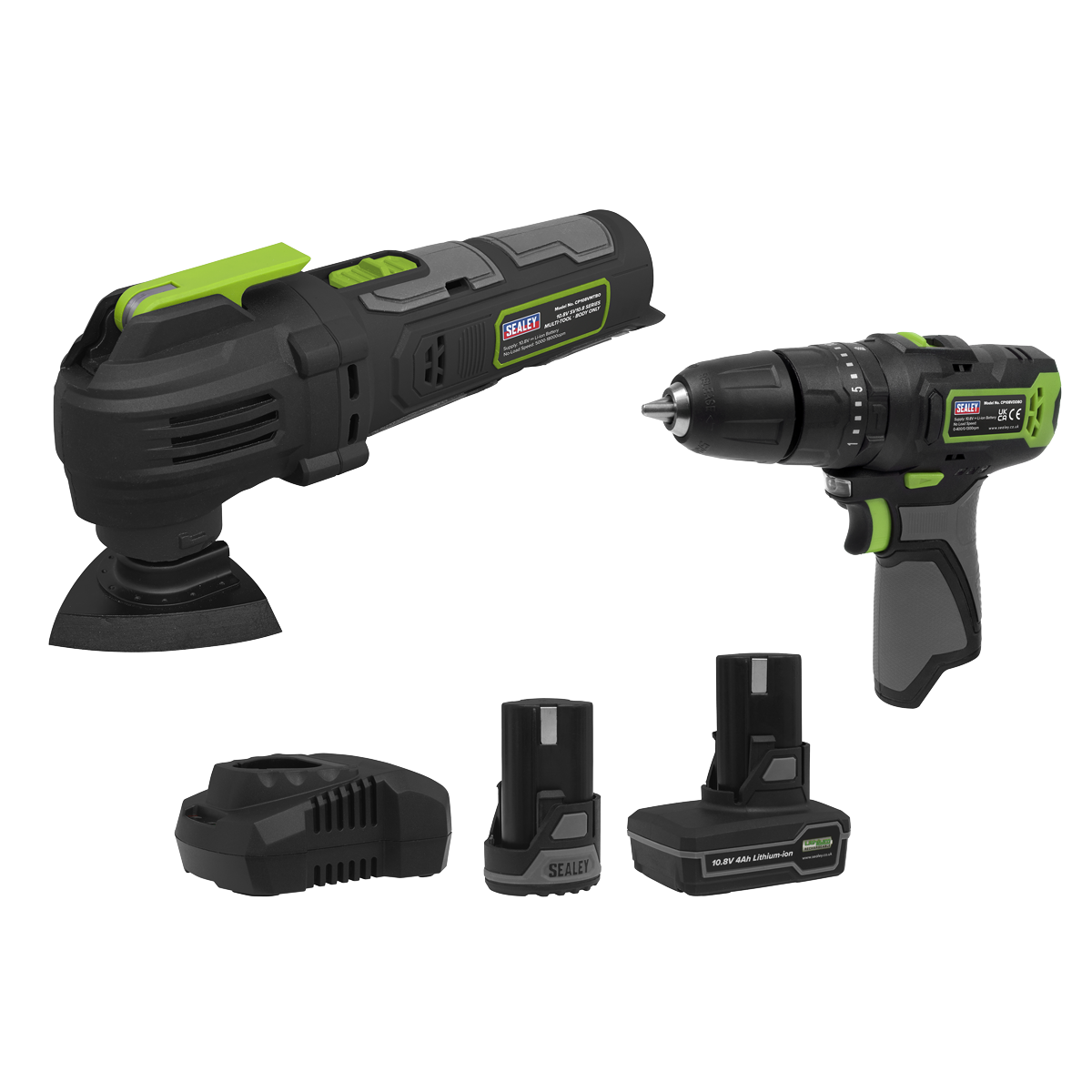 2 x SV10.8 Series Cordless Power Tool Kit 10.8V - 2 Batteries & Euro Plug